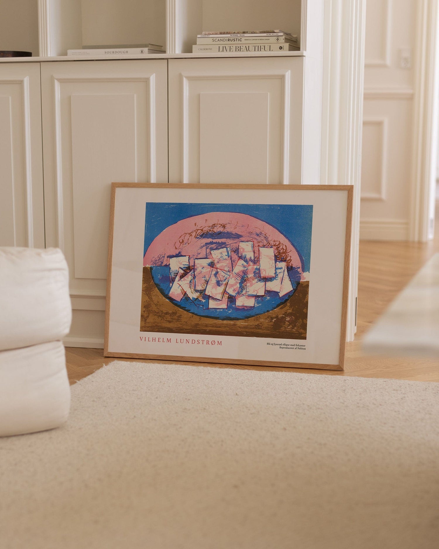 Blå og lyserød ellipse med firkanter