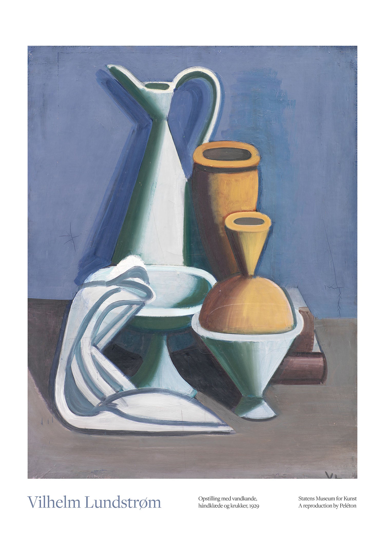 Opstilling med vandkande, håndklæde og krukke